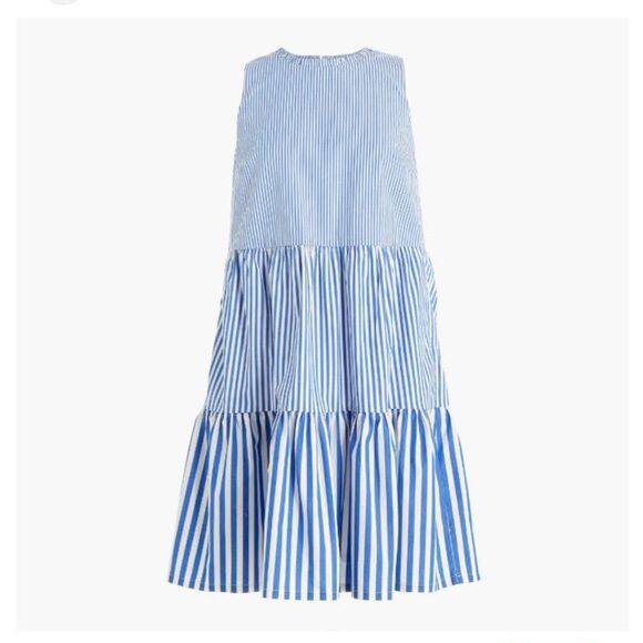J. Crew Striped Tiered Midi Dress - Picture 1 of 9